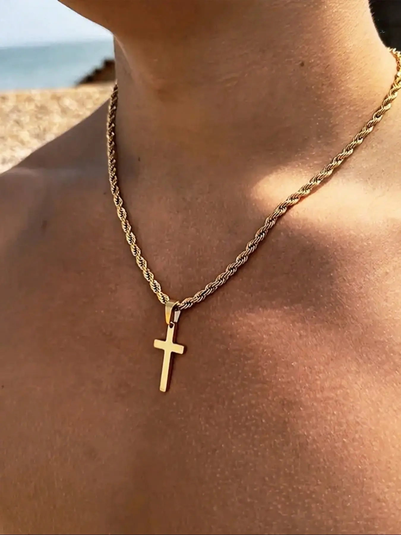 Men's Stainless Steel Cross Pendant Necklace, Fashion Jewelry for Party & Daily Wear, Trendy All-match Exquisite Birthday Gift, Cross Design Necklace, Cross Necklaces