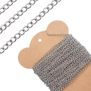 INSPIRELLE 30 Foot Stainless Steel Curb Chains 3mm Tarnish Resistant Extender Chain for Bracelet Necklace Jewelry Making