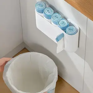Wall-Mounted Dual-Layer Garbage Bag Storage Box with Transparent Window, Abs Plastic Kitchen Cabinet Door Organizer, Space-Saving Design, Garbage Can Organizer