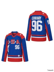 Men's 96 Charlie Conway Mighty Ducks Team USA Movie Hockey Jersey Embroidery