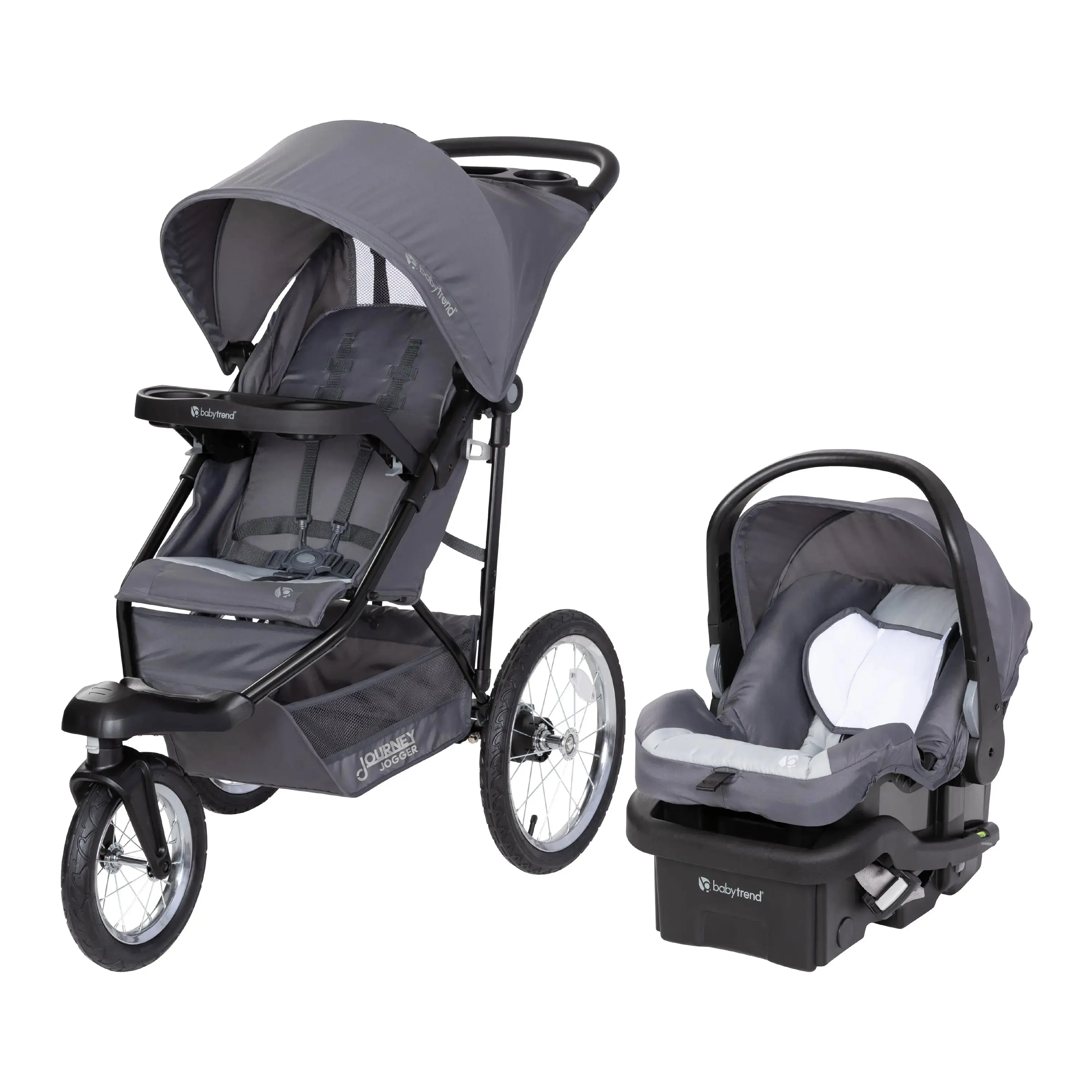 Baby Trend® Journey Jogger Stroller Travel System w/ EZ-Lift™ Infant Car Seat, All-Terrain Bicycle Tires & Large Ratcheting Canopy Baby Trend® Journey Jogger Stroller Travel System w/ EZ-Lift™ Infant Car Seat, All-Terrain Bicycle Tires & Large Ratcheting Canopy