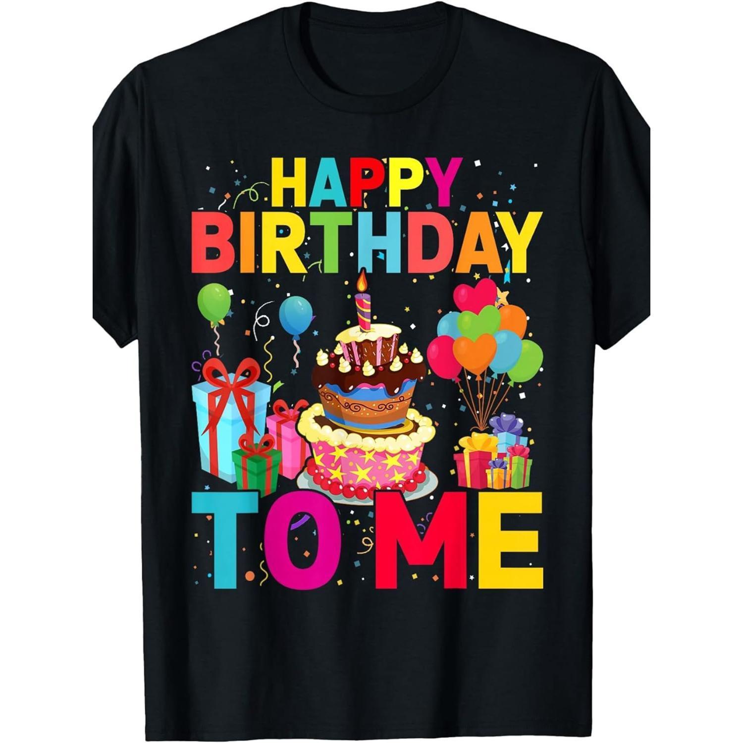 Vibrant Happy Birthday TShirt Featuring Festive Cake Balloons And Gifts Ideal For Celebrations