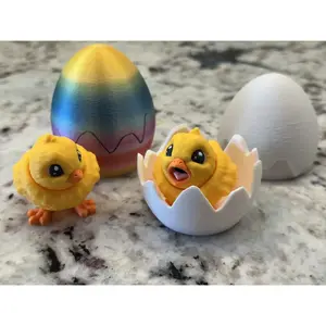 3D Printed Chick in Egg – Articulating Surprise Hatchling Easter Decoration