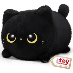 Black Cat Plush Cute Cat Plushies Toy Soft Kitten Plushie Cuddle Pillow Anime Plushie Doll Cute Stuff Toys Gift for Girls Boys and Males 8 Inch