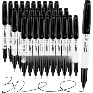 Black Ultra Fine Point Permanent Markers, Extra Fine Tip, Quick Drying and Waterproof, Fade Resistant Perfect on Paper, Glass, Metal, Plastic, Wood, Office & School Use, 30 Pack