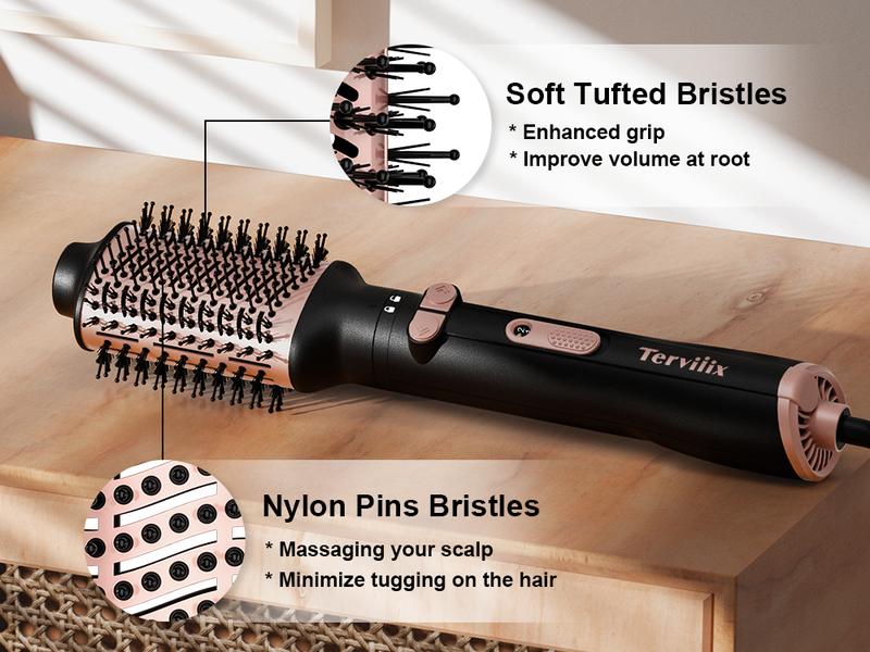 Terviiix 4-in-1 Hot Air Rotating Blow Dryer Brush Kit – 1000W with Rotatable Round Brushes (2 Sizes), Oval Volumizer, and Diffuser
