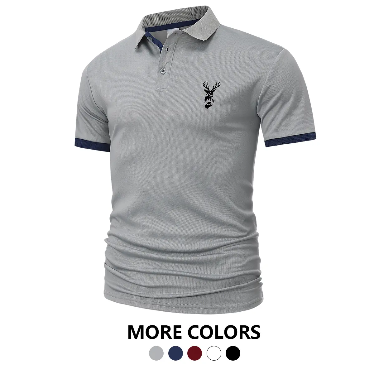 Men’s short-sleeve polo shirt, lightweight and durable, suitable for casual wear in restaurants or living rooms; comfortable short-sleeve top, lightweight and durable, suitable for casual wear in restaurants or living rooms; comfortable short-sleeve top.