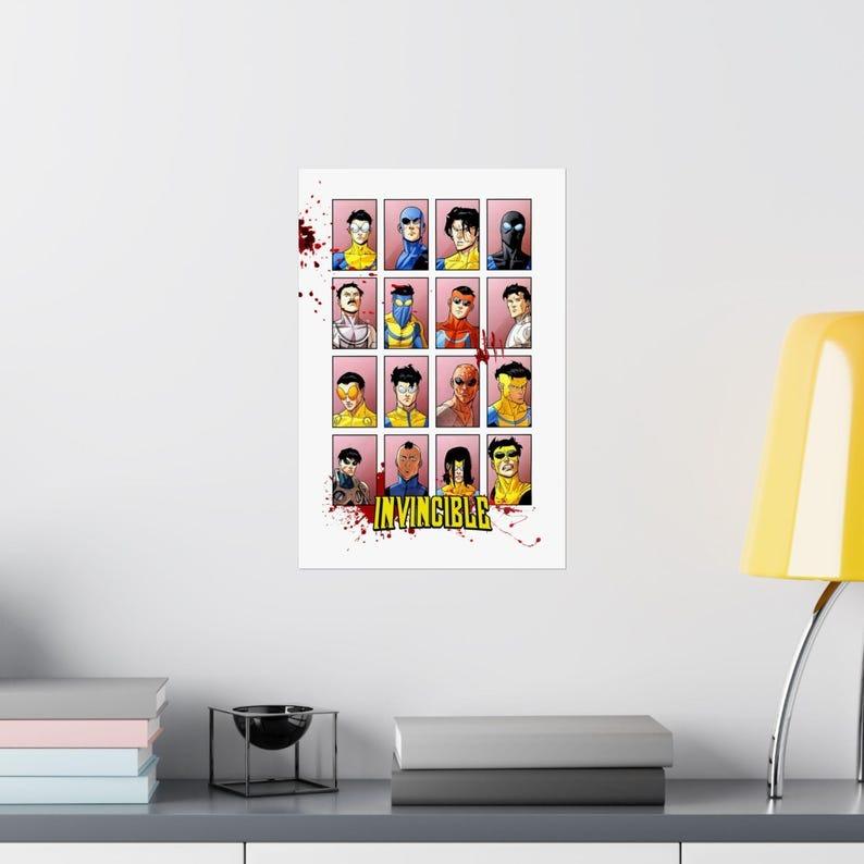 Invincible Poster, Anime Wall Art, Invincible Character Artwork Poster ...