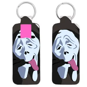 Scary movie Ghostface Chapstick Holder Keychain - Perfect for Keys Backpack or Purse Accessory