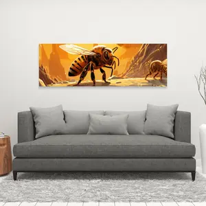 Pictorem C1RC164811AKVX 16 x 48 in. Bee World Orange Canvas Wall Art - Stylish Home Decor for Every Room