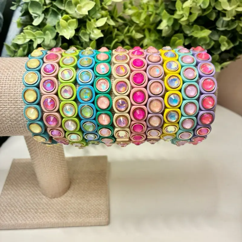 Colorful Stackable Bracelets for Women, Malibu Bubble Trendy Stack Bangle with a Soft Stretch Band, Aesthetic Jewellery Accessories, Trendy Jewellery Accessories, Trendy Fashionable Accessories, Mix Bracelets