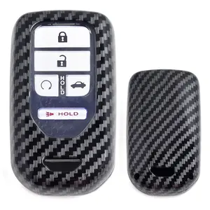 iJDMTOY Glossy Black Carbon Fiber Finish Hard Plastic Key Fob Case For Honda Accord Civic CRV HRV FIT Odyssey Ridgeline Insight, etc