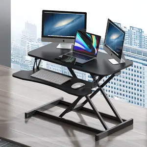 32 Inch Desk Converter, Height Adjustable Sit To Stand Riser, Dual Monitor and Laptop Workstation with Wide Keyboard Tray