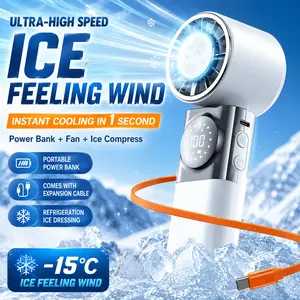 Handheld Portable Fans with Mobile Power Supply - High-Speed, 100 Adjustable, Horizontal Foldable for Summer Travel and Outdoor Use