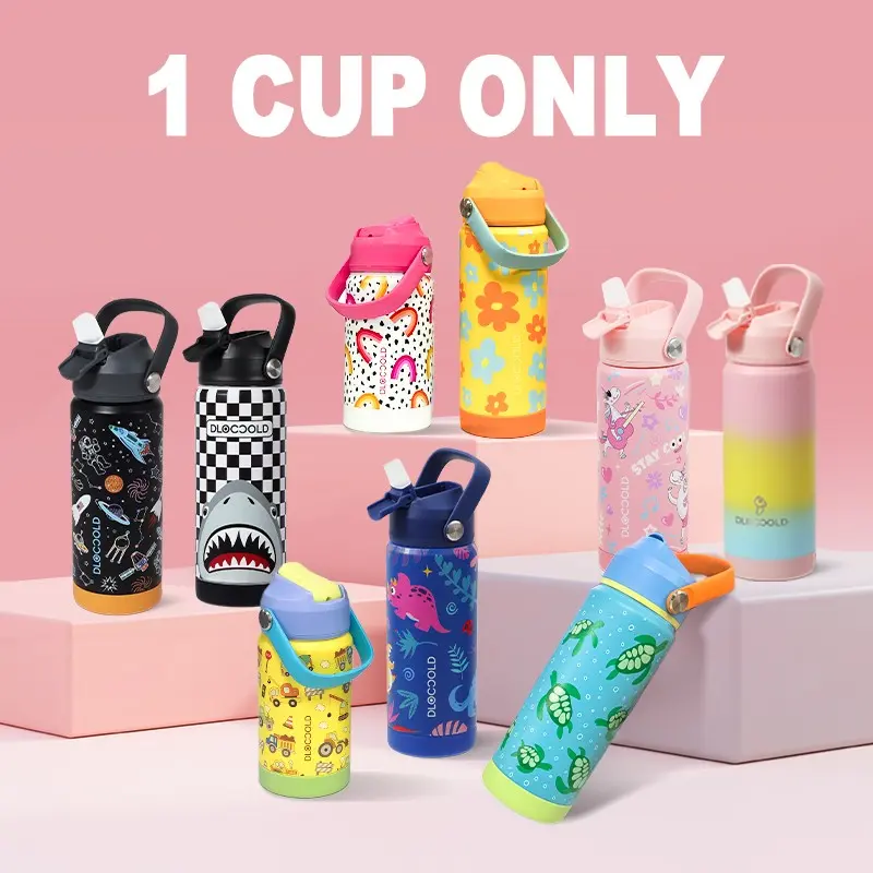 DLOCCOLD Kids Insulated Water Bottle with Leak Proof Straw Lid, Double Wall Vacuum Stainless Steel Water Bottle with Silicone Boot for Toddler, Christmas Gift idea for Boys, Girls, Teenagers, Insulated Travel Drinkware, #GLOBAL PICKS