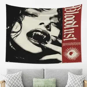 A gothic vampire print tapestry with a modern design that is suitable for a living room, bedroom, college dorm room.Home Decor wall decor