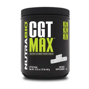NutraBio CGT-MAX Powder- Creatine, Glutamine and Taurine to Support Muscle Recovery and Strength - 40 Servings