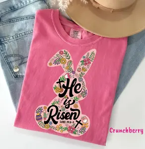 Comfort Colors Easter Bunny TShirt, Floral Graphic Tee, Soft T-Shirt
