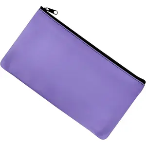 1 Pcs 11x6 Inches Zipper Money Bag Cash Wallet Check Receipt Organizer Zippered Pouch for Cash Check Receipt Cosmetics Purple