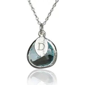 Personalized Aquamarine Necklace, March Birthstone Necklace, Bridesmaid Necklace, Custom Initial Necklace, Gift for Her, Aquamarine Jewelry