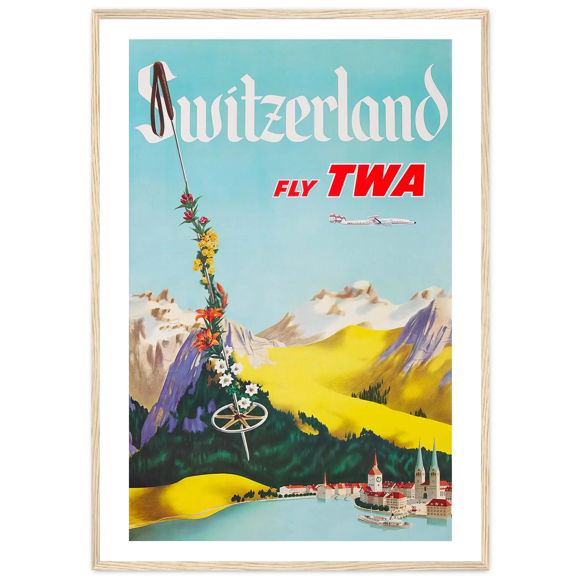 Switzerland Twa Travel Poster Instant Retro Travel Print Vintage Switzerland