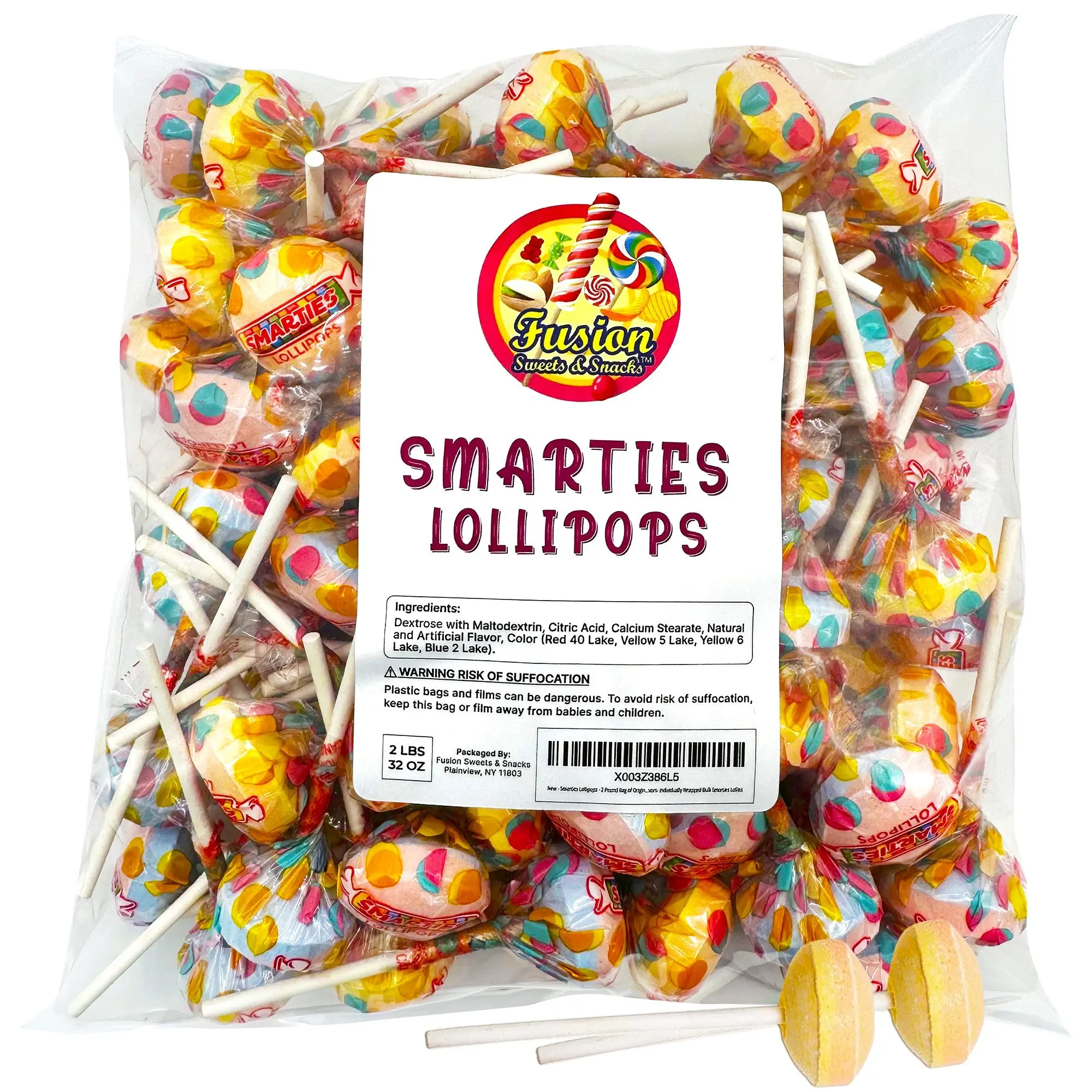 Smarties Lollipops - 2 lb Bulk Bag, Original Sweet Tangy Flavor Candies, Individually Wrapped