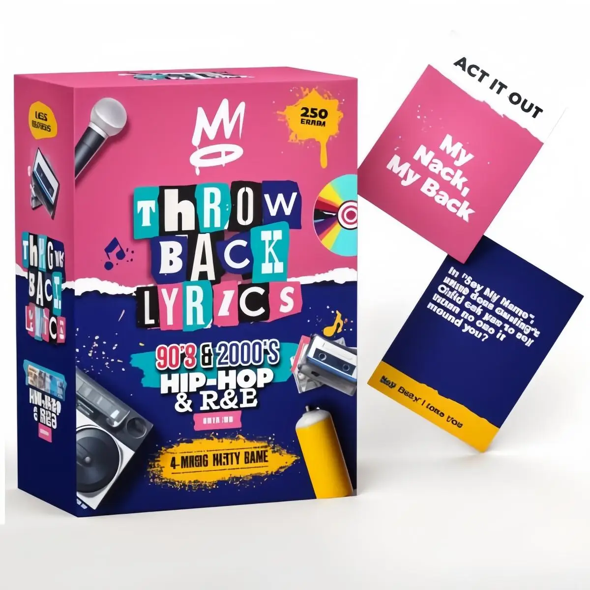 Throwback Lyrics - The 90s & 2000s Hip-Hop & R&B Music Party Game, 250 Trivia Cards & Charades for Game Nights, Date Nights & Family Gatherings, Card