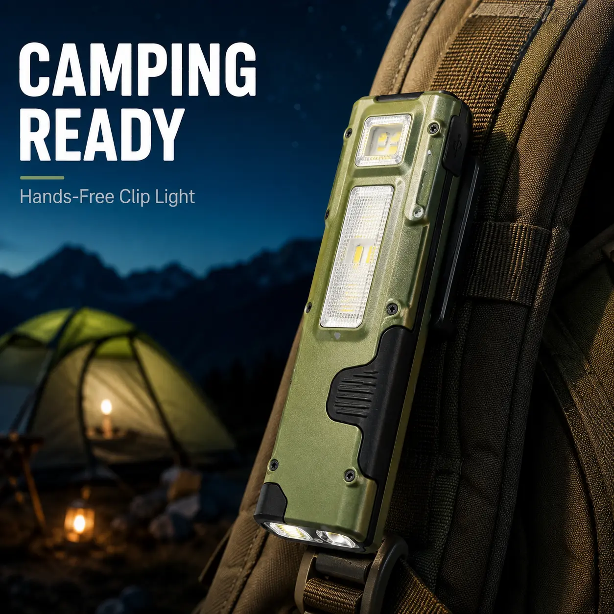 S90 Hands-Free Clip Light, Portable Utility Hiking Gear with Backpack Mount, Cell-Powered Compact Work Light for Camping, Emergency Use