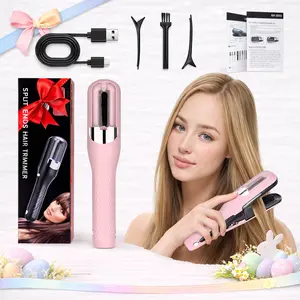 Automatic Electric Hair Clipper, Multifunctional Type-C Rechargeable Hair Split End Clipper, Split End Trimmer, Barber Kit, Baby Pink Hair Styling Tools, Hair Strengthening