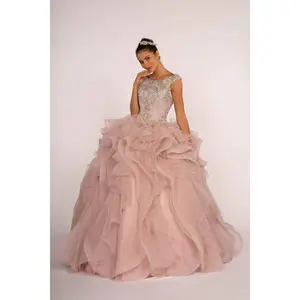 Beaded Ball Gown with Ruffles by Elizabeth KGL2514