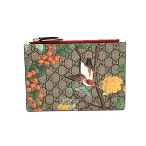 Pre-owned GUCCI Coated Canvas Clutch Zipped Pouch Tian Print GG #3674