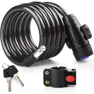 Bike Lock [4ft/1.2m] Bike Cable Locks with 2 Keys, Weatherproof Heavy Duty Anti-Theft Security Bicycle Lock Cable with Mounting Bracket for Motorcycle, Scooter, Ebike