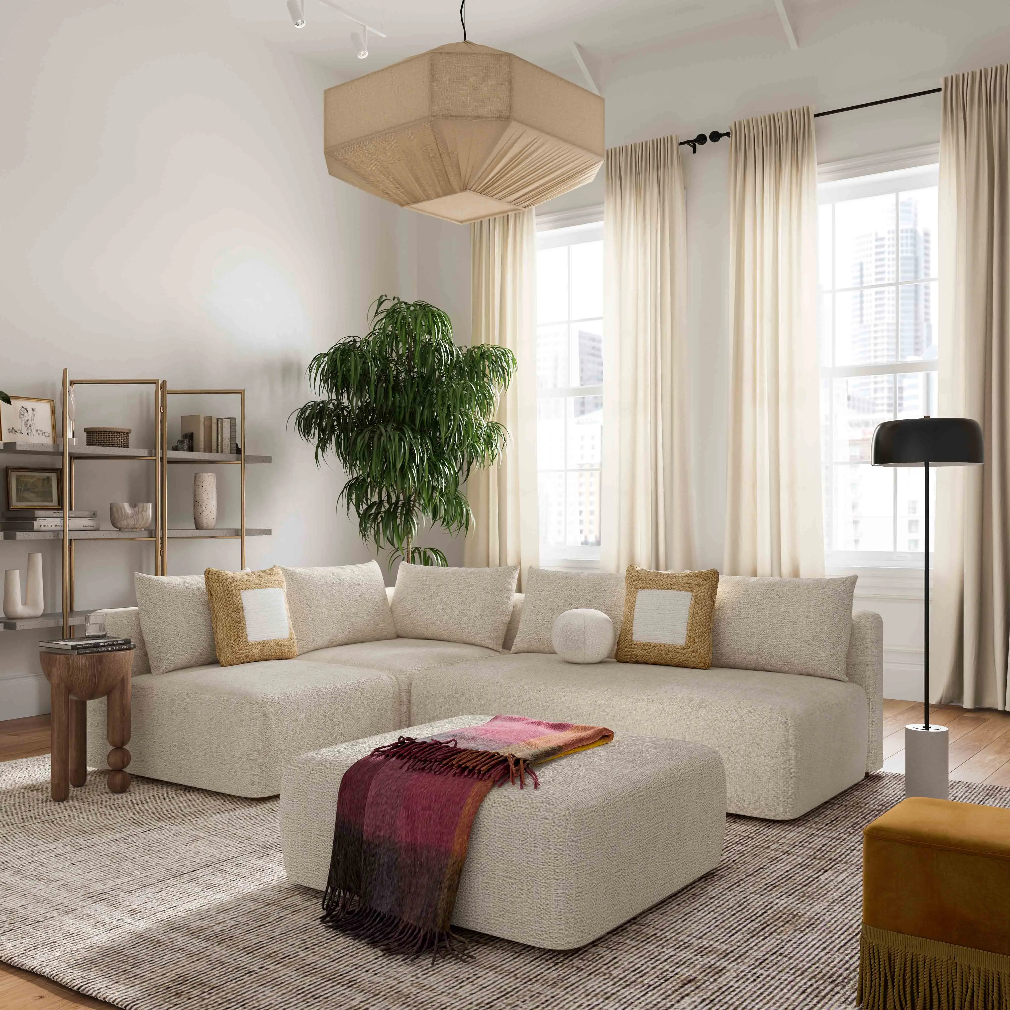 Hangover 64" Heavy Textured Fabric Modular Loveseat