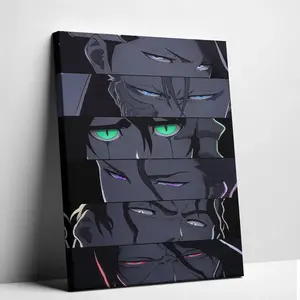 Unframed Canvas Painting Bleach Anime Eyes Collage Poster Cool Villains Wall Art Print Modern Bedroom Living Room Aesthetic Decoration Gift for Fans