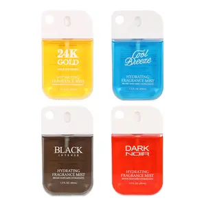 Travel-Size Body & Hair Fragrance Mist Set – 4 Assorted Unisex Scents (45ml/1.5fl.oz Each) – 24K Gold, Cool Breeze, Black Intense, Dark Noir