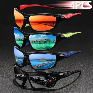 4 PCS Fashion Vintage Driving Fishing Cycling Sports Sunglasses Men Women Running Mountaineering Man Sun Glasses UV400 Eyewear
