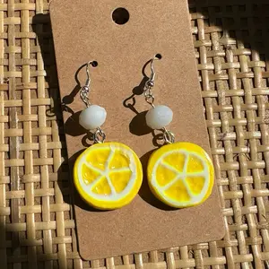 Lemon slice earrings - handmade polymer clay