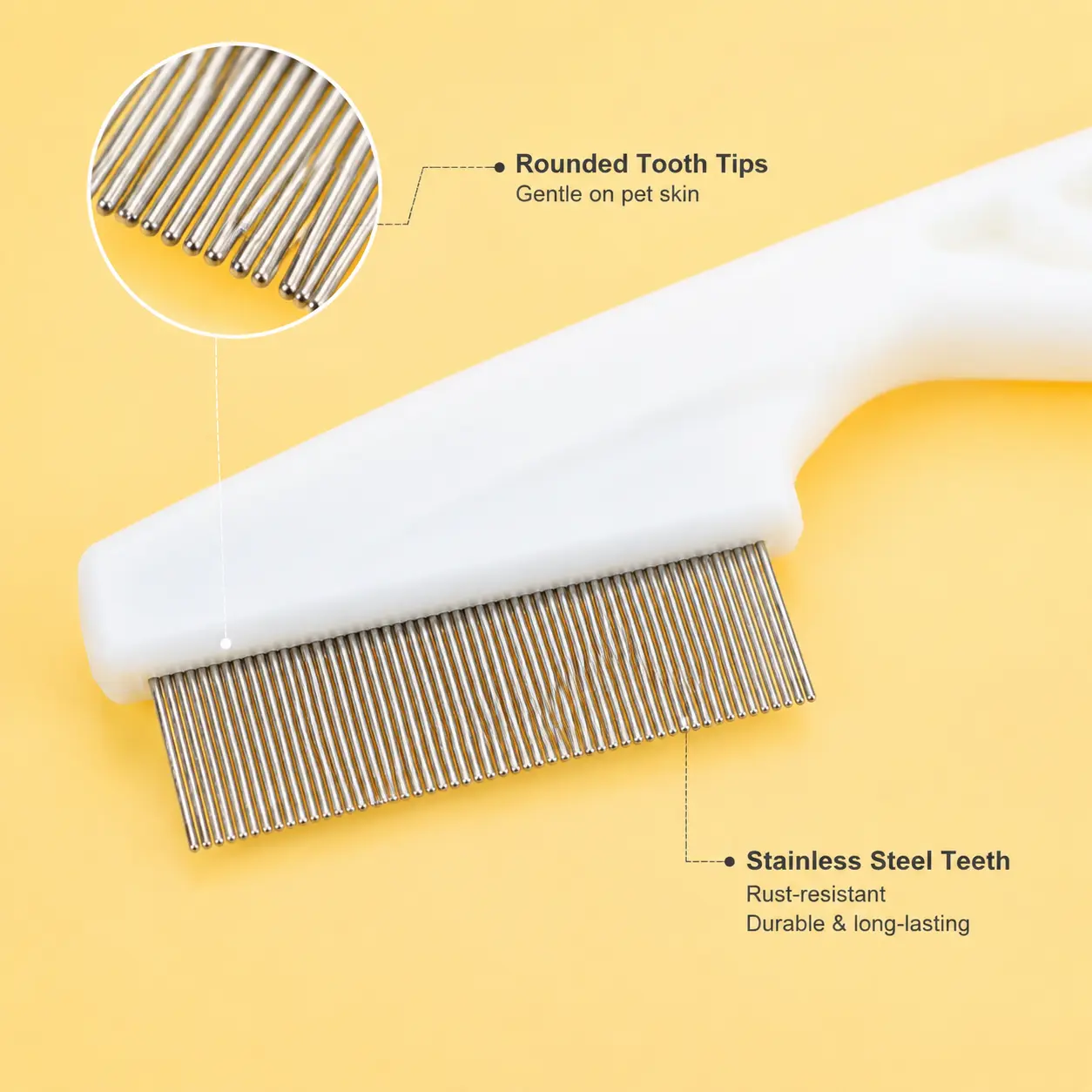 1 Piece, Pet Fine Toothed Grooming Comb, Dense Rounded Steel Teeth, for Removing Floating Hair for Cats and Dogs