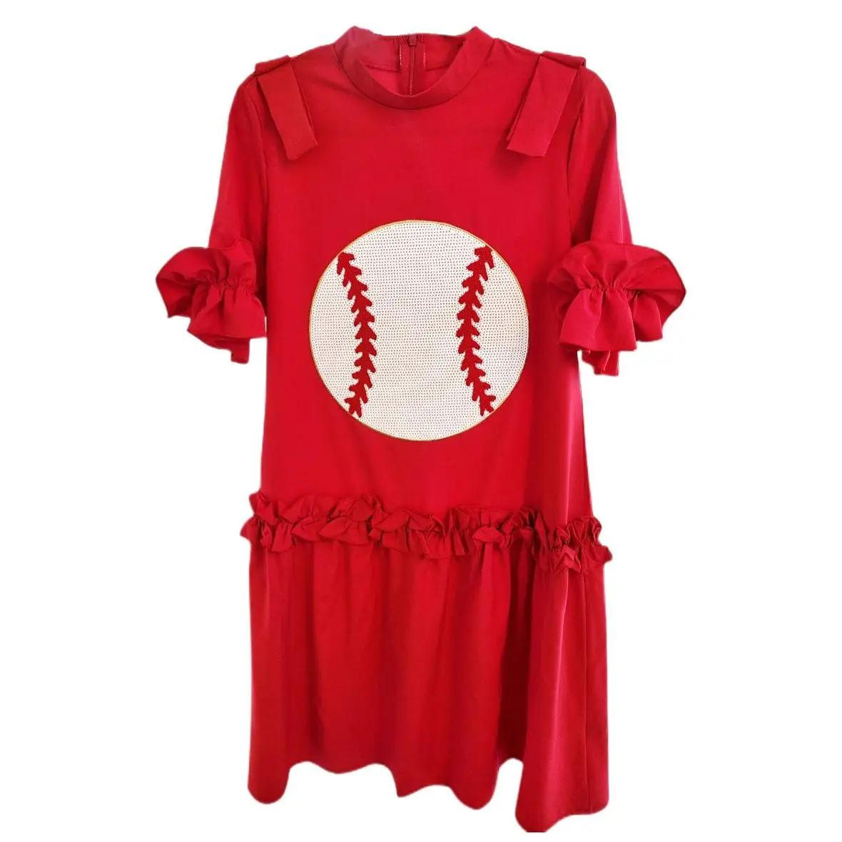 Red Sequin Baseball Dress