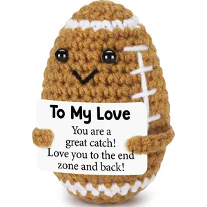 Gifts for Him Her Boyfriend Girlfriend, to My Love Handmade Crochet Football Doll Present Anniversary Wedding Graduation Birthday  for Women Men, Mini Romantic  for Couple Wife Husband
