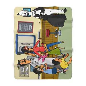 Terrifier Art The Clown  Meets Bobs Burgers Sherpa Fleece Blanket