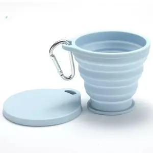 1pc New Silicone Folding Cup, Portable Outdoor Travel Eco-Friendly Water Bottle with Lid, Extendable Strap Hook Mouthwash Cup