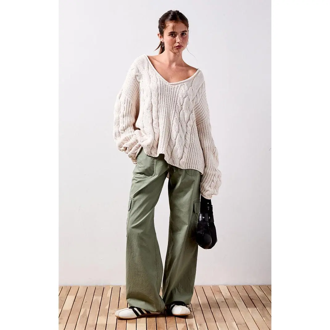 Your Favorite Women's Laney V-Neck Cable Knit Sweater