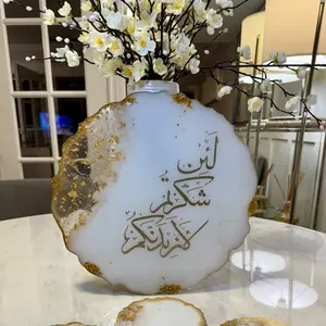 Resin Try with Arabic Calligraphy Islamic Art Decorative Wall Hanging for Home Decor