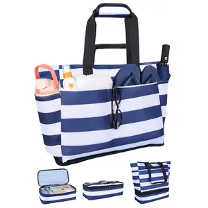 NBERMOTION Beach Bag with Detachable Cooler, 62L Large Beach Bags Waterproof Sandproof for Women,Travel Tote Bag for Family