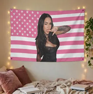Megan Fox Hot Flag Pink USA Aesthetic Wall Decor Tapestries Bedroom Dorm Room Gift Fans