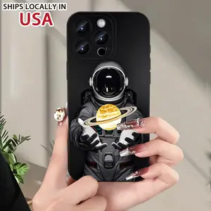 A Popular Creative Astronaut Planet Pattern Phone Case, Compatible with Iphone 16/15/14/13/12/11/XS/XR/X/7/8 Plus/Pro/Max/Mini - A Stylish Design Suitable for Everyone, Perfect As a Gift for Friends, Family, Boyfriends, Or Girlfriends.