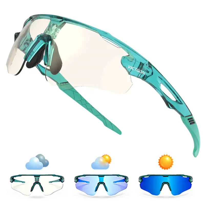 VICTGOAL Photochromic Cycling Sunglasses for Men-Women, UV400 Protection Sports Eyewear, Sporty Eyewear for Outdoor Cycling, Fishing, Driving