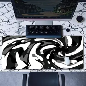 Swirl Pattern Mouse Pad Curve Fluid Gaming Mouse Pad Black Abstract Small Round Mouse Pads Stitched Edges NonSlip Rubber Large Mouse Pad For Office & Home Ideal Gift For Friends And Family
