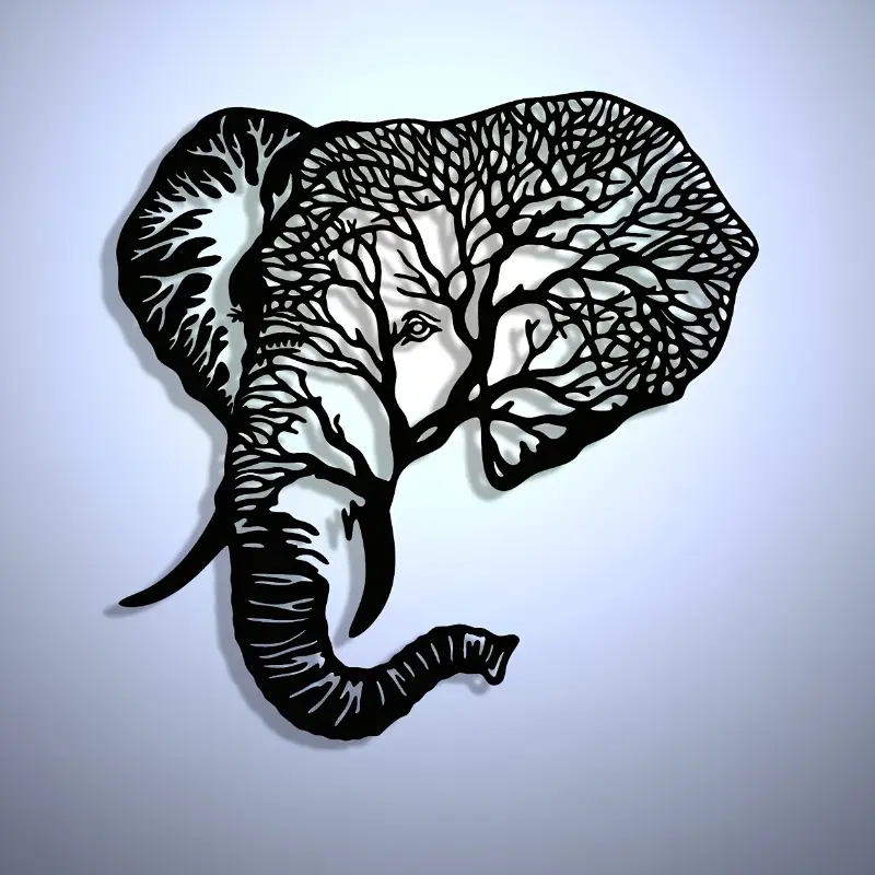 Craftsmanship and manufacturing, Line elephant abstract art, Abstract Face Design, hollow metal logo, modern home wall decoration sign, Wall Art Painting, Above bed wall decor, suitable gift for farmhouse renovation or housewarming